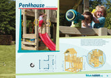 Blue Rabbit Penthouse Tower, 3 platforms, Swing Arm, 2 Slides and Swing Seats
