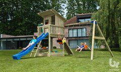 Blue Rabbit Beach Hut Tower with Swing Arm, Slide and Swing Seats