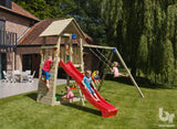 Blue Rabbit Belvedere Climbing Frame with Swing Arm, Slide, Swing Seats and Climbing Wall