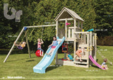 Blue Rabbit Penthouse and Kiosk Towers with 2 Swing Arms, 3 Slides and Bridge