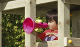Electric megaphone attachment for climbing frames