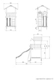 Jungle Gym Chalet Climbing Frame with Swing Arm, Slide, Swing Seats and playhouse