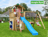 Jungle Gym Chalet Climbing Frame with Swing Arm, Slide, Swing Seats and playhouse