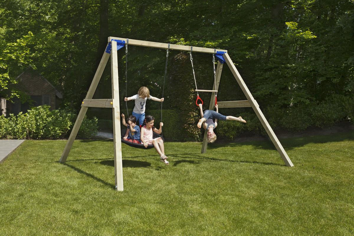 Blue Rabbit Freestanding Wooden Swing Set (2.7m Beam) with Nest Swing
