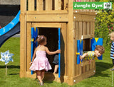 Jungle Gym Chalet Climbing Frame with Swing Arm, Slide, Swing Seats and playhouse