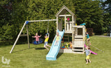 Blue Rabbit Penthouse Tower, 3 platforms, Swing Arm, 2 Slides and Swing Seats