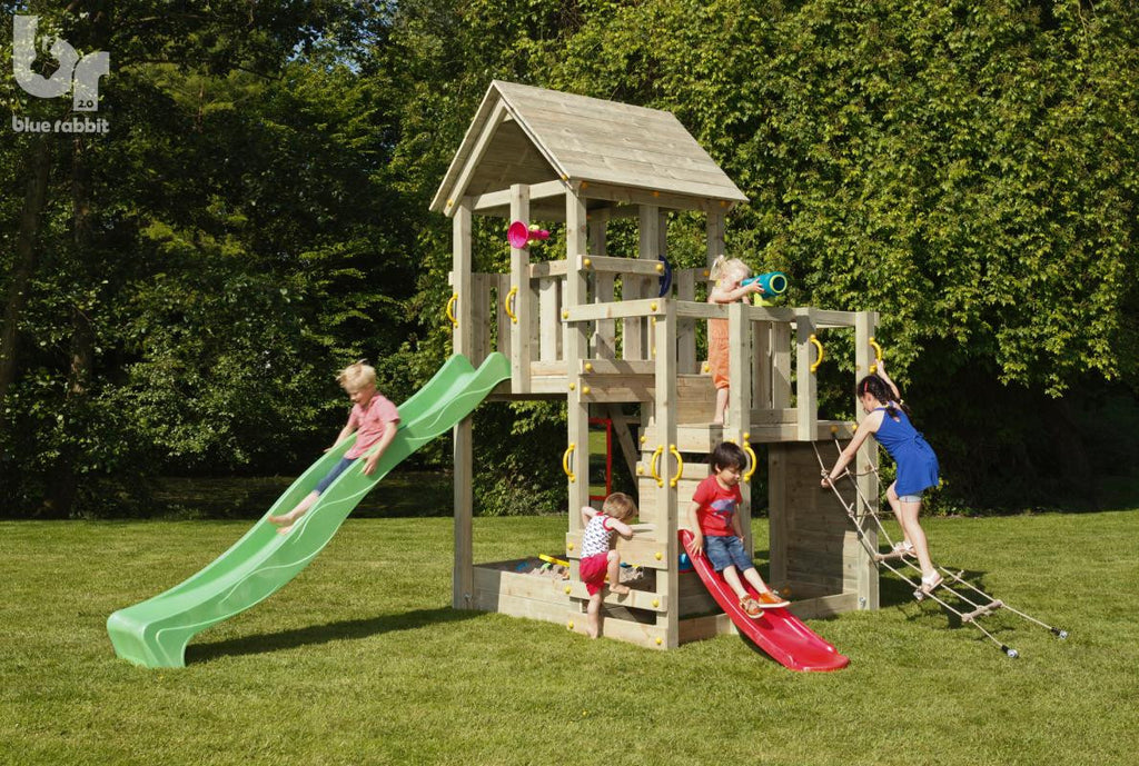 Blue Rabbit Penthouse Tower with 3 Platforms, Large Slide and Optional Small Slide